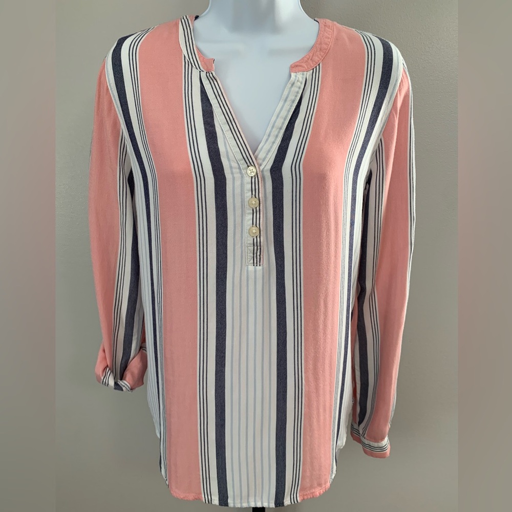Bass Pink, Blue  and White Striped Blouse